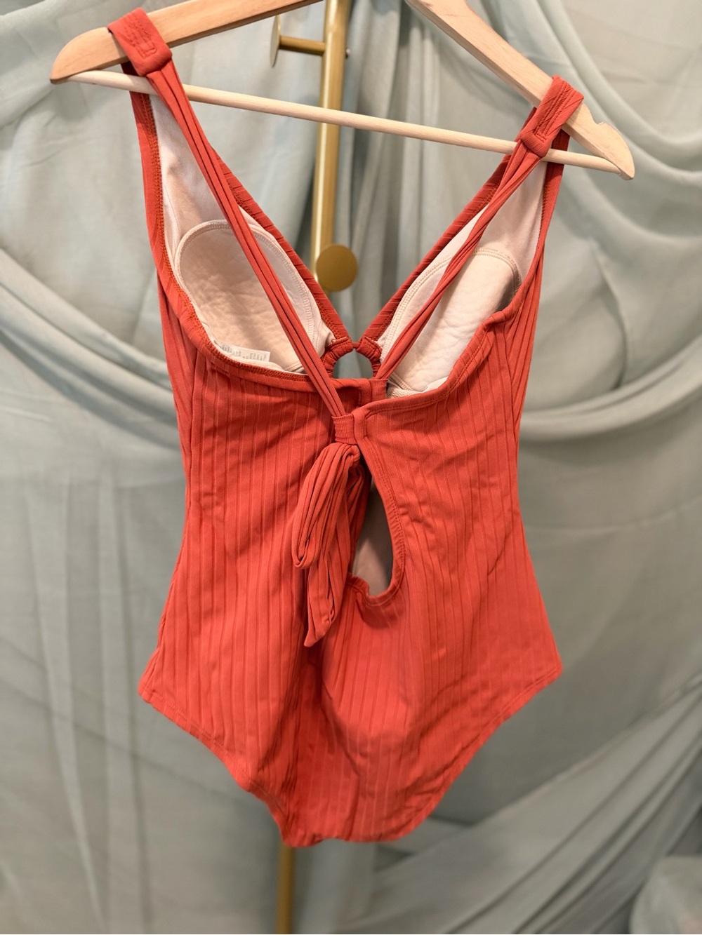 Kona Sol Ribbed One-Piece Swimsuit in Rust - Picture 3 of 6